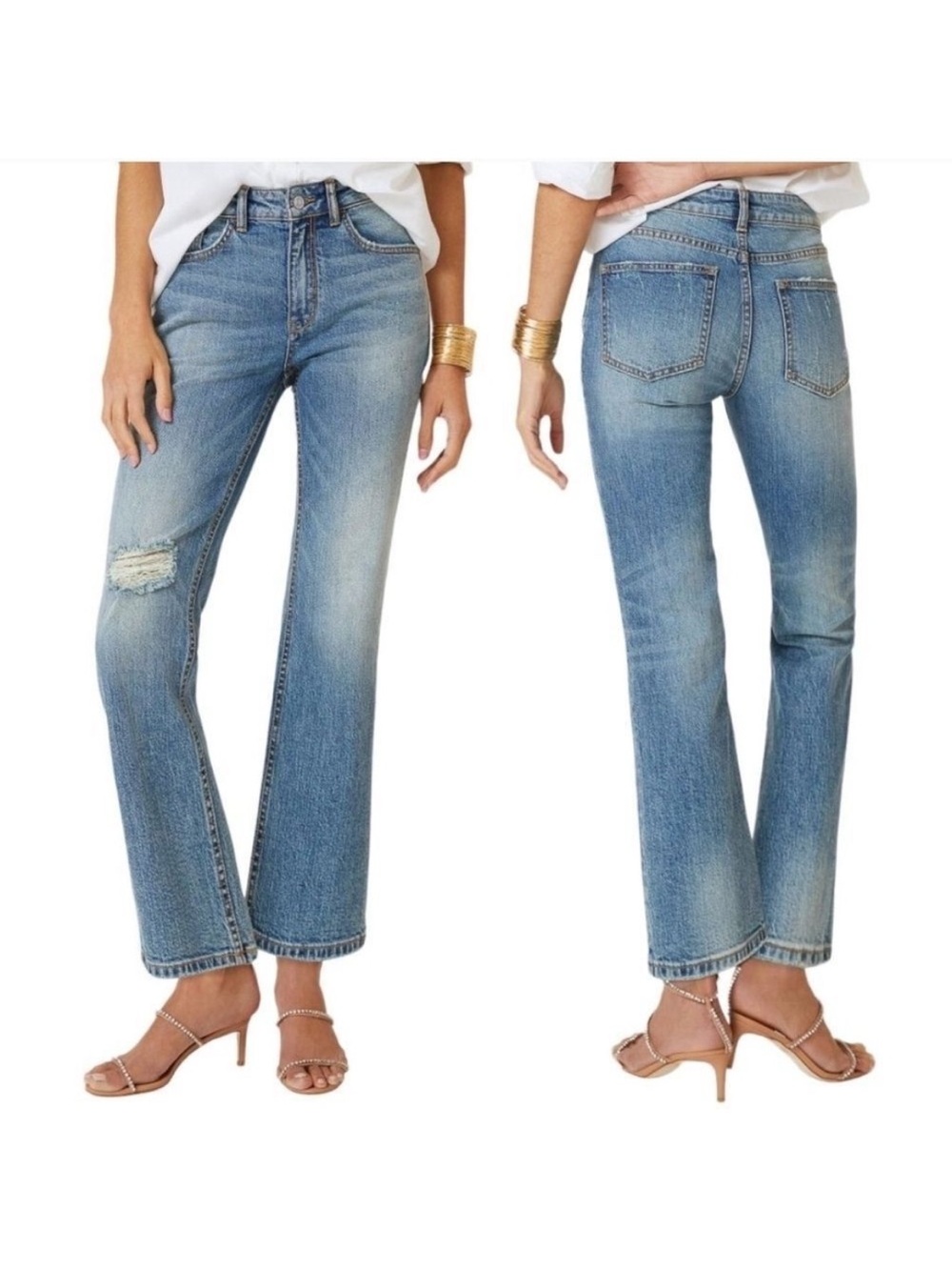 Anthropologie Pilcro Yaya Kick Flare Medium Vintage Wash Jeans sz 25
